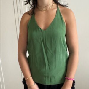 Tibi Green V-Neck silk Camisole tank Top size 2